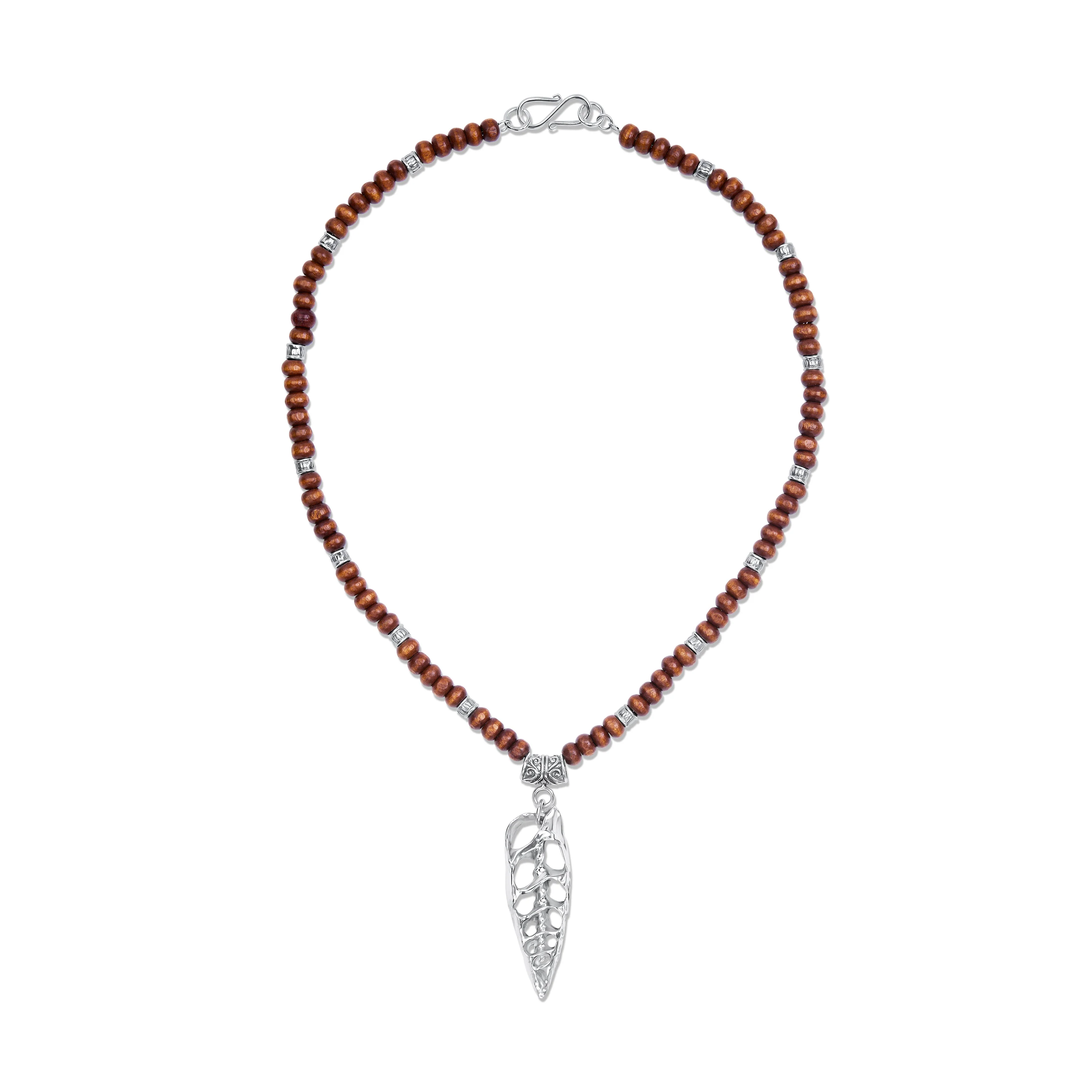 Sterling Silver Abstract Shell Beaded Necklace - Image 2