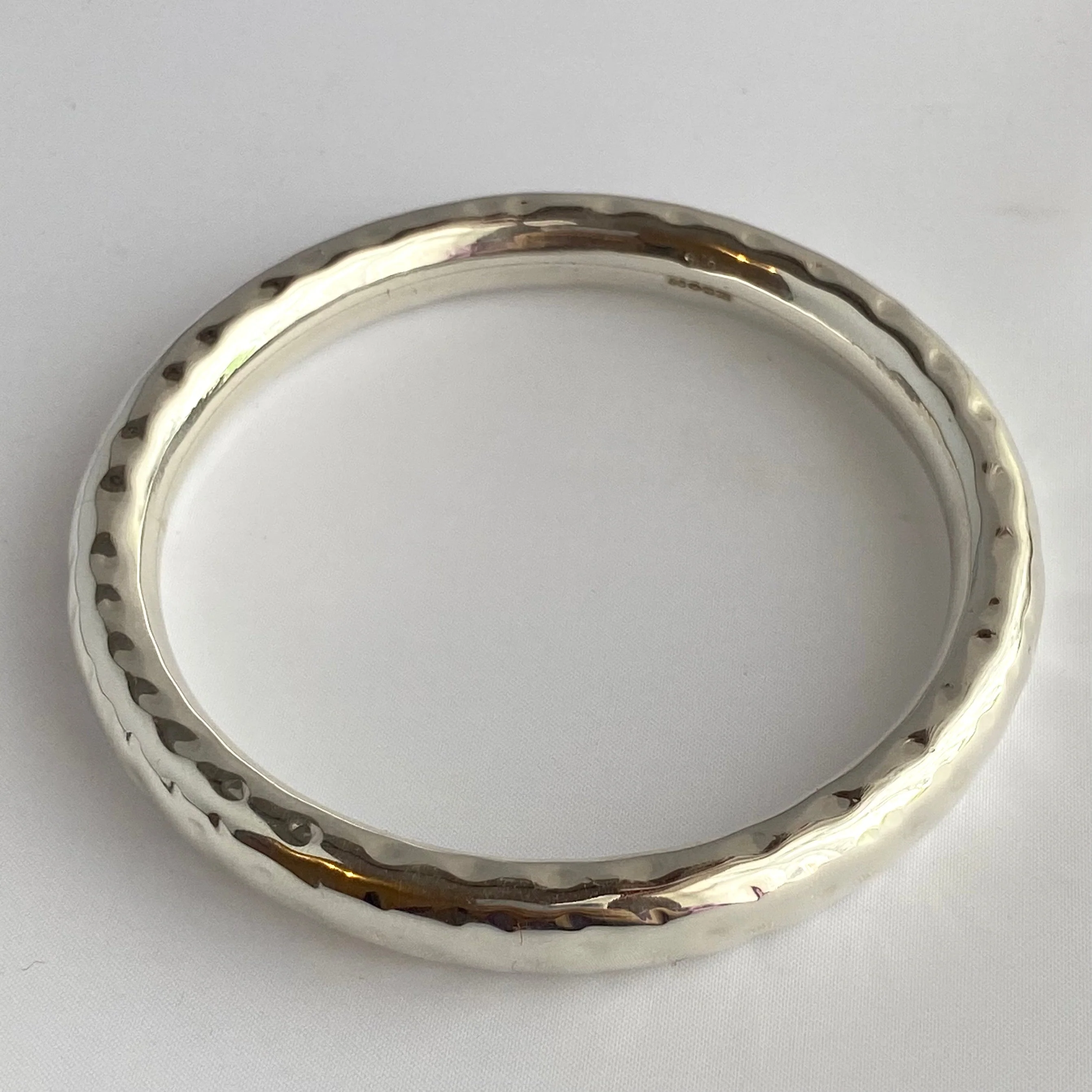 Sterling Silver Thick Hammered Bangle - Image 3