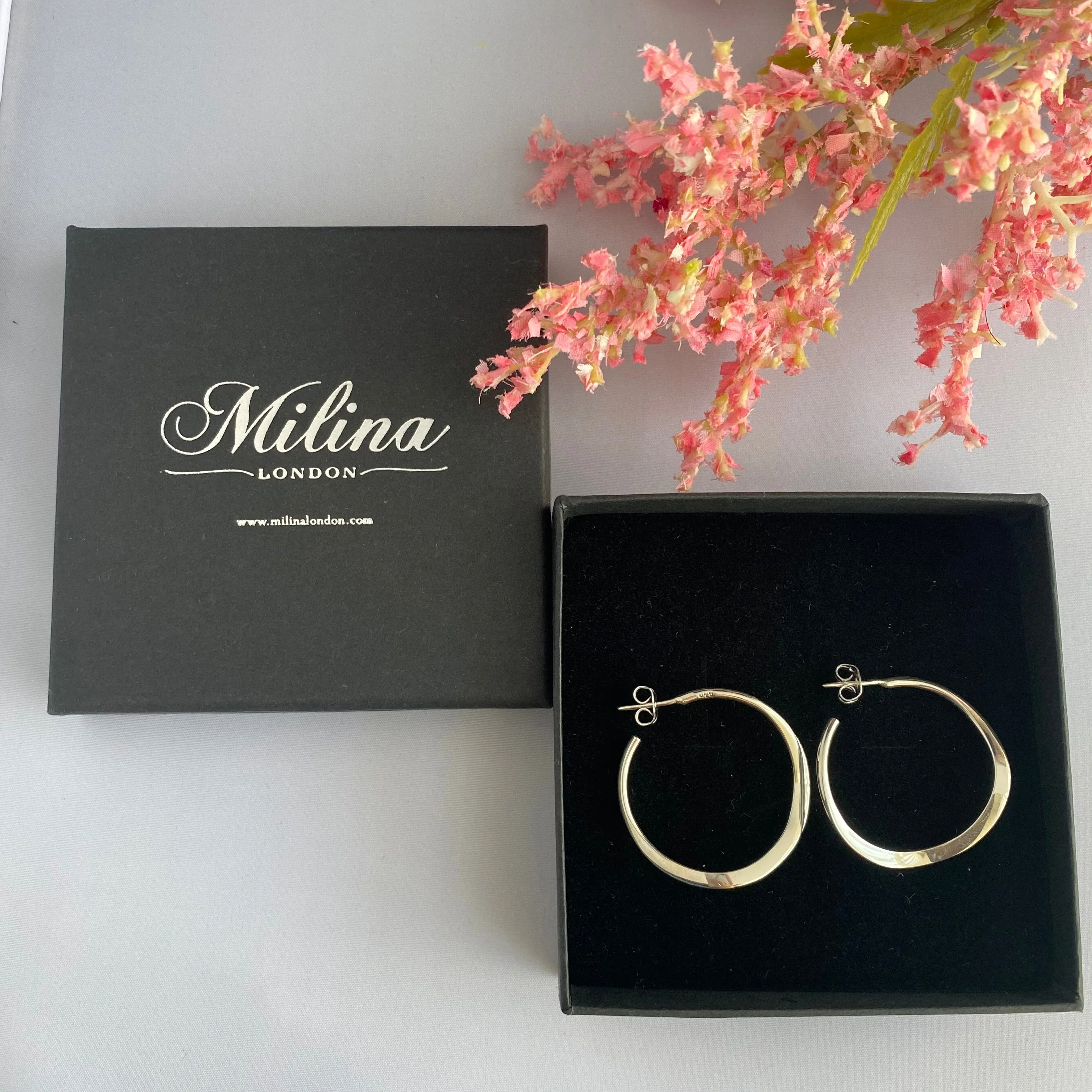 Sterling Silver Wavy Hoop Earrings - Image 4