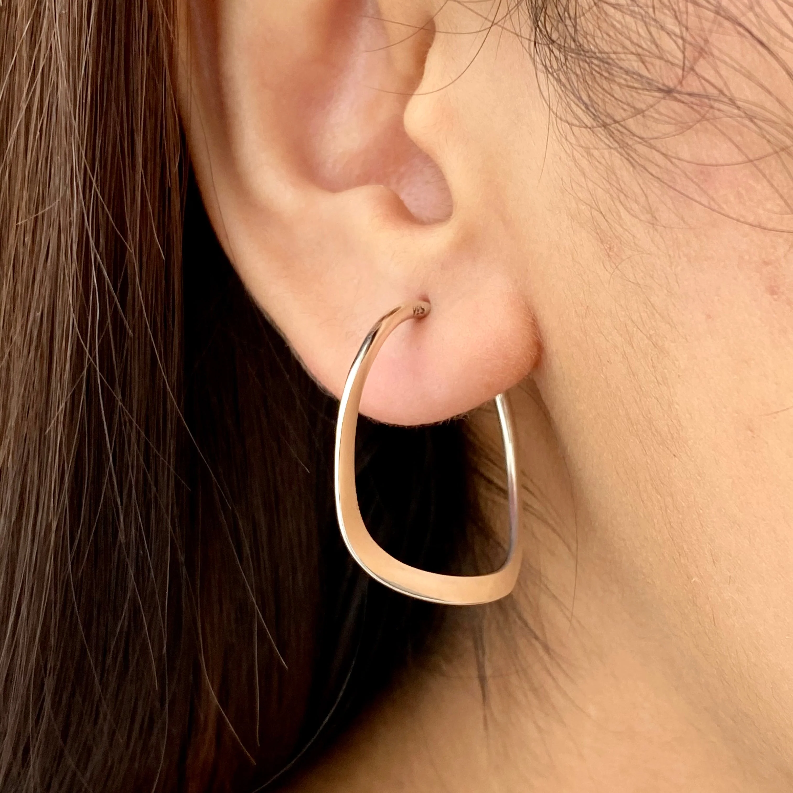 Sterling Silver Wavy Hoop Earrings - Image 5