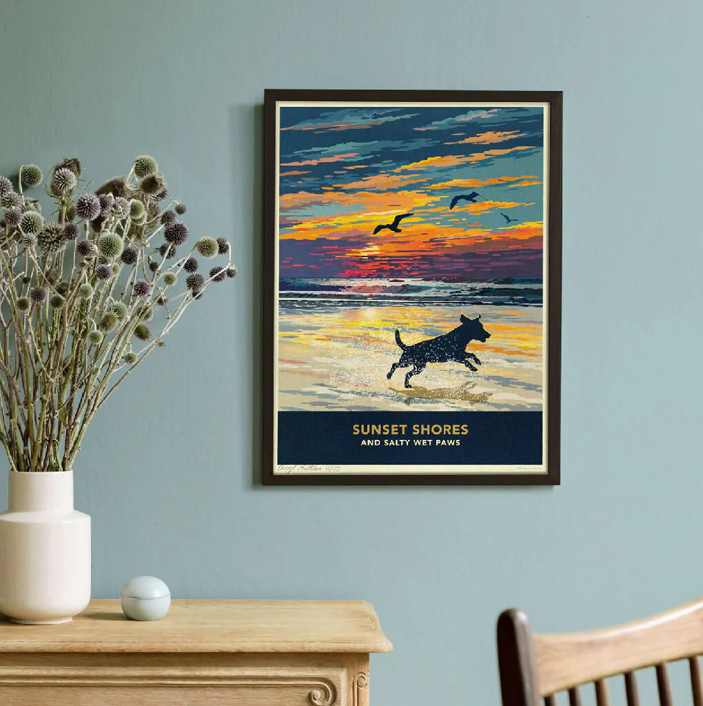 JACK RUSSELL OR PATTERDALE TERRIER 'SUNSET ON THE BEACH' LIMITED EDITION ART PRINT - Image 2