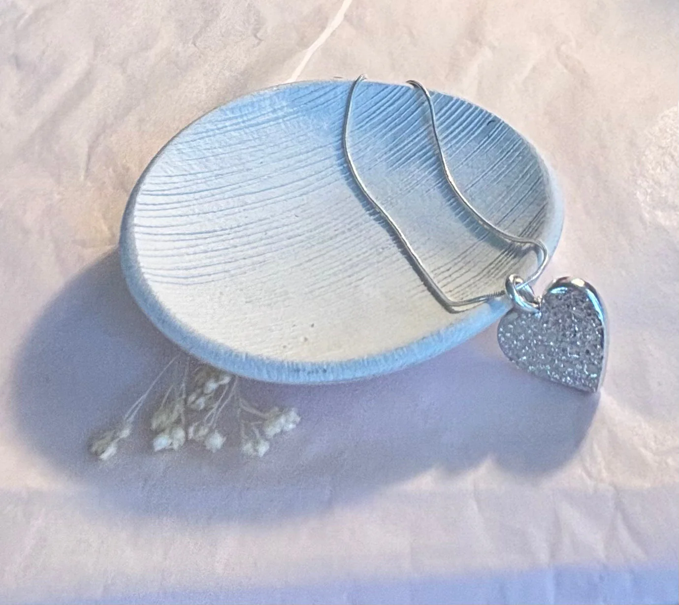 Silver textured heart Necklace