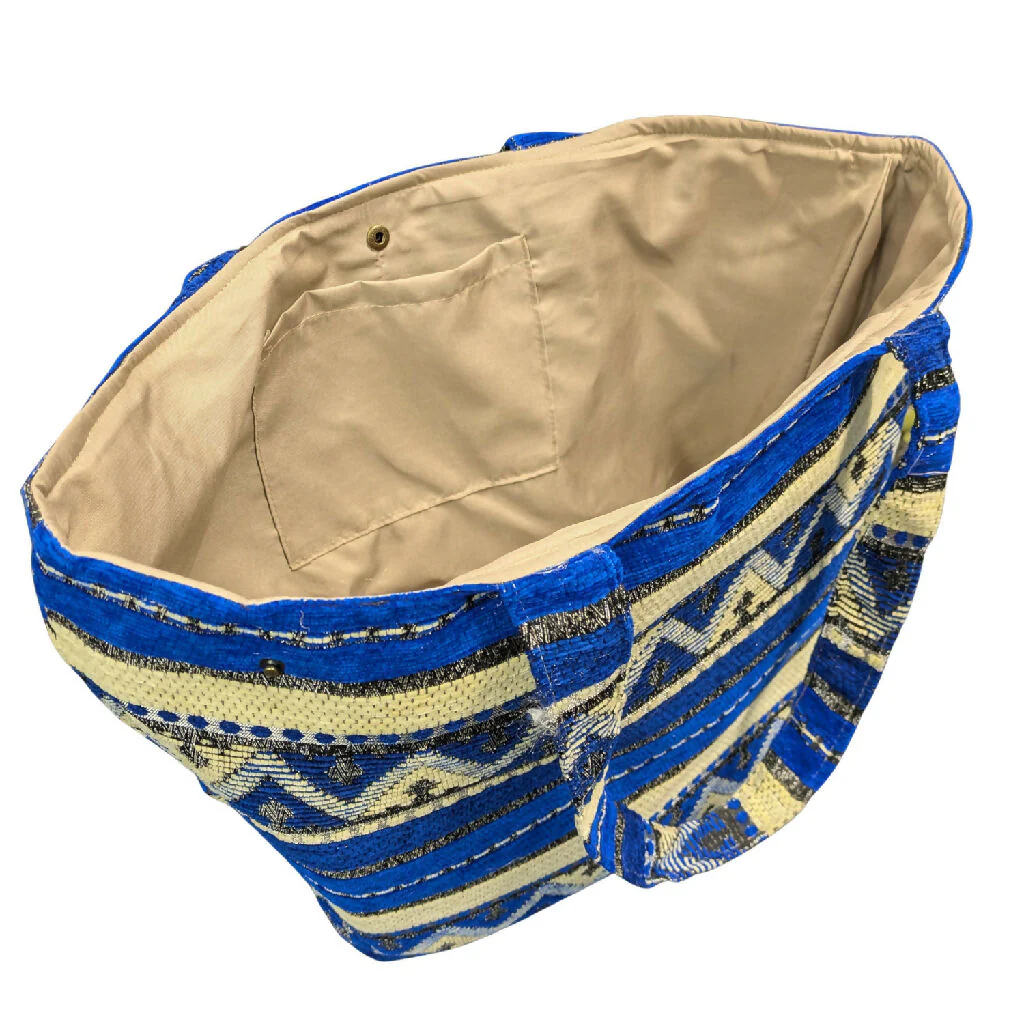 The Nador Large Expandable Fabric Tote in Blue - Image 3