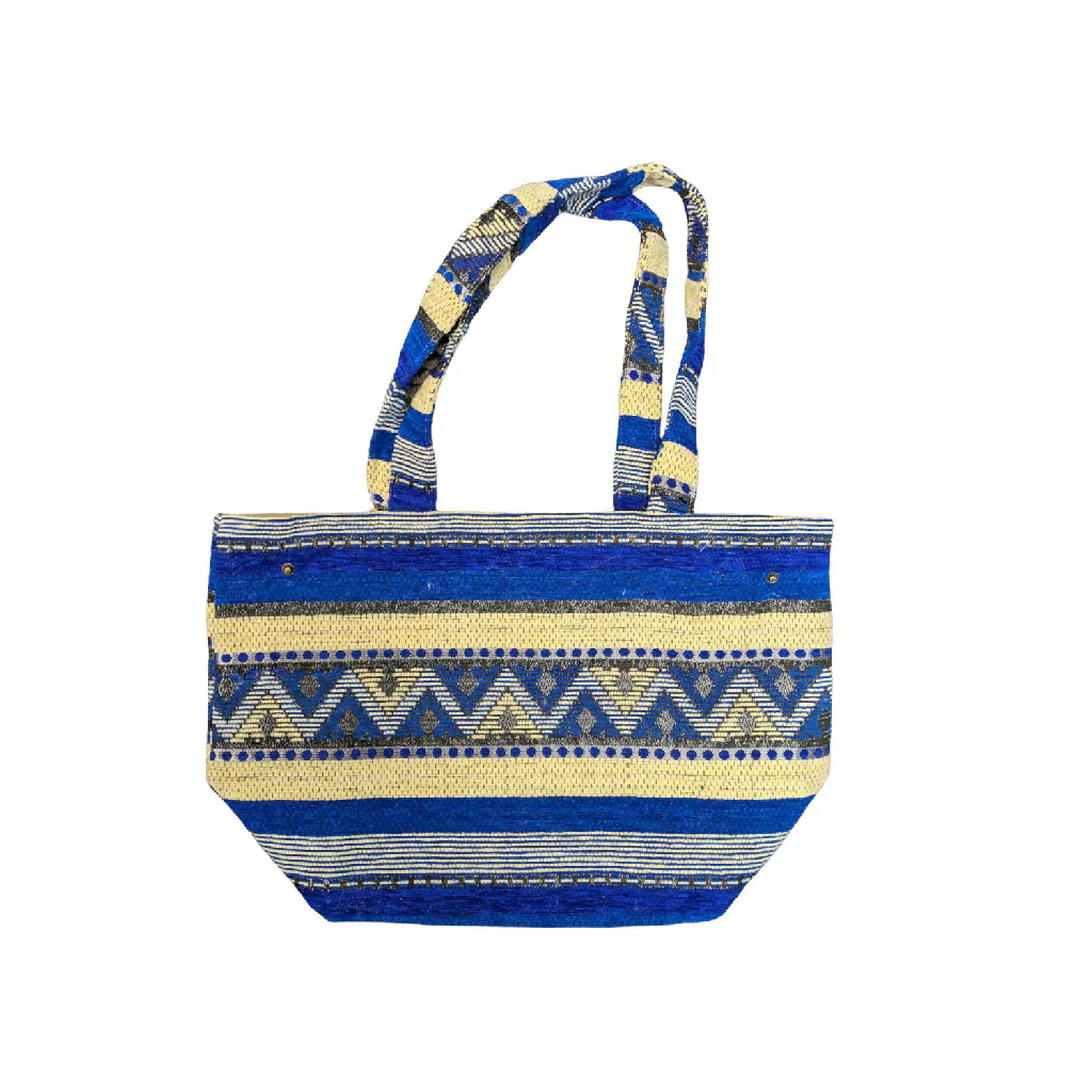 The Nador Small Expandable Fabric Tote in Blue - Image 2