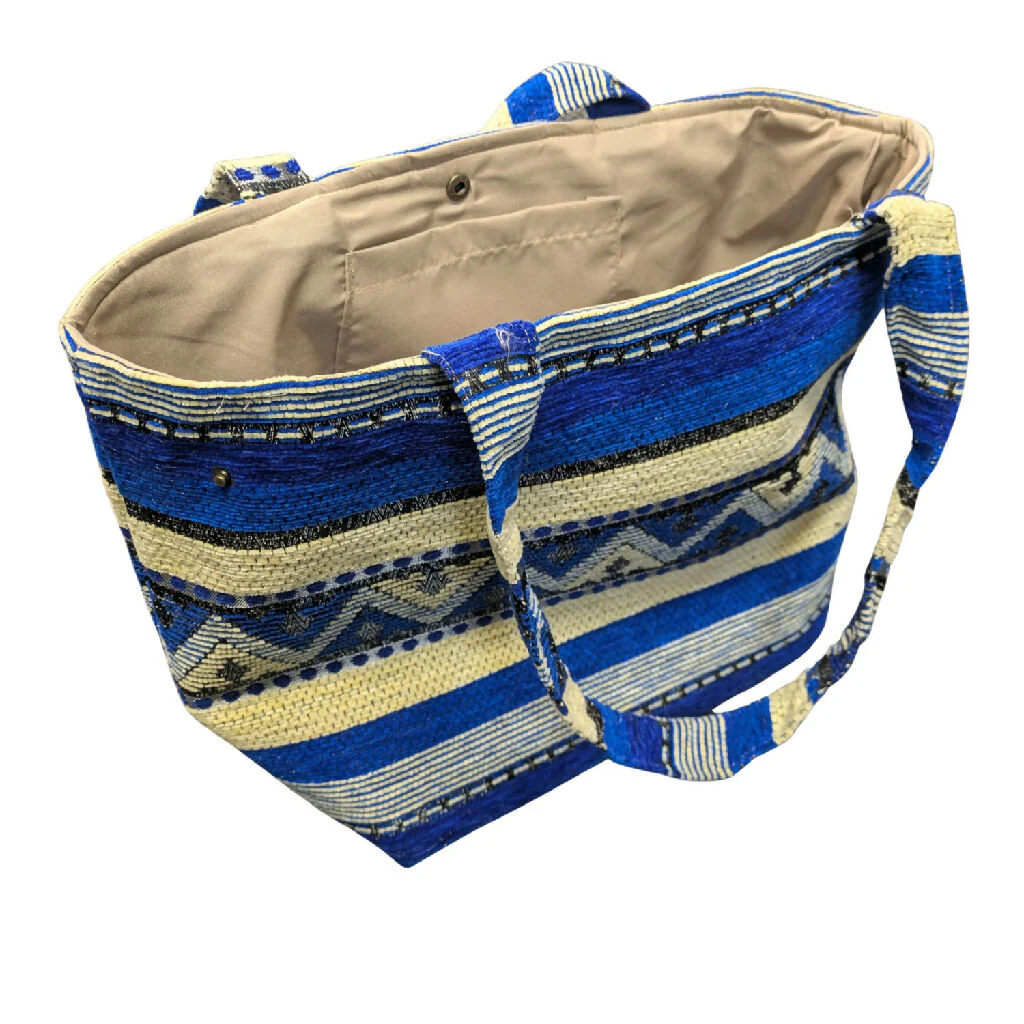 The Nador Small Expandable Fabric Tote in Blue - Image 5