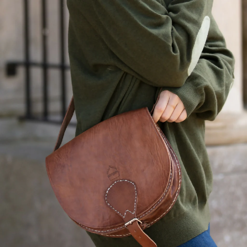 The Temara Large Saddle Bag in Tan
