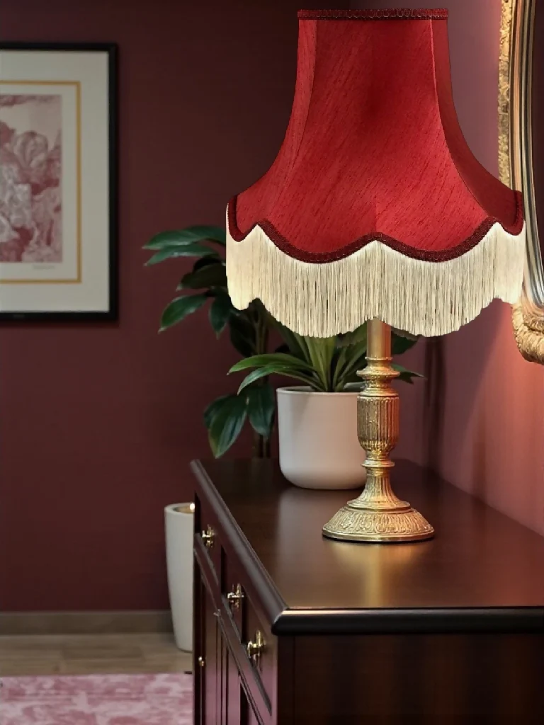 Traditional burgundy red fabric lampshades - Available in 8 sizes - Image 3