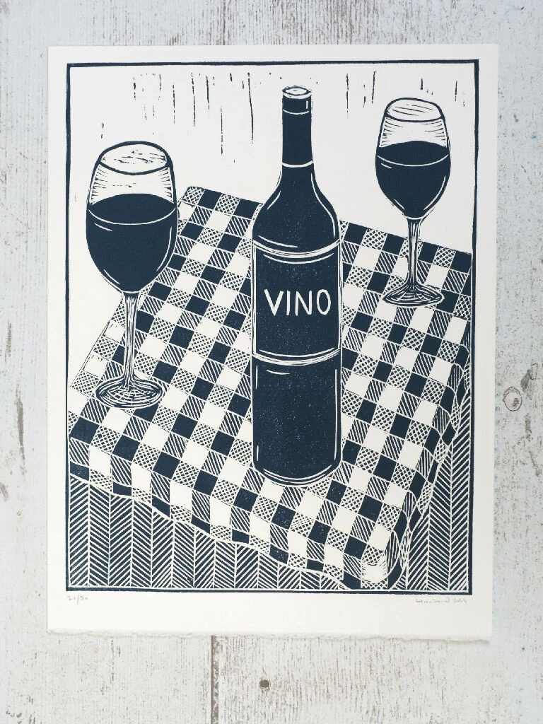 Vino Limited Edition Lino Print - Image 2