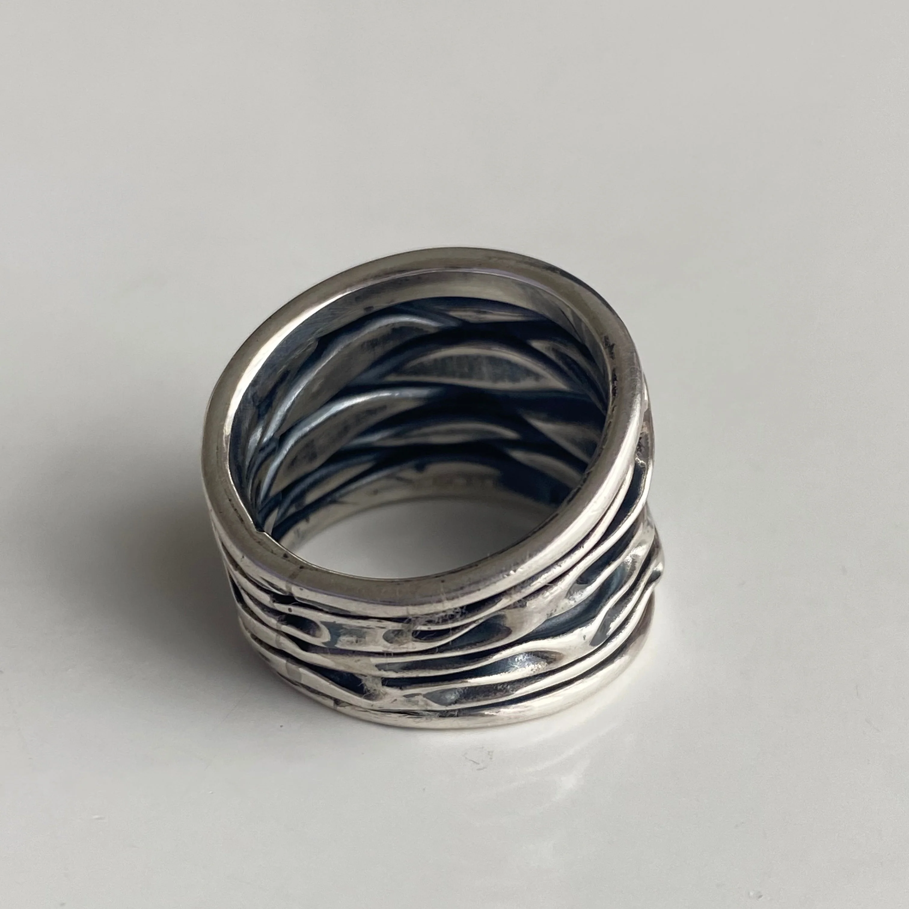 Wavy Oxidised Sterling Silver Ring - Image 3