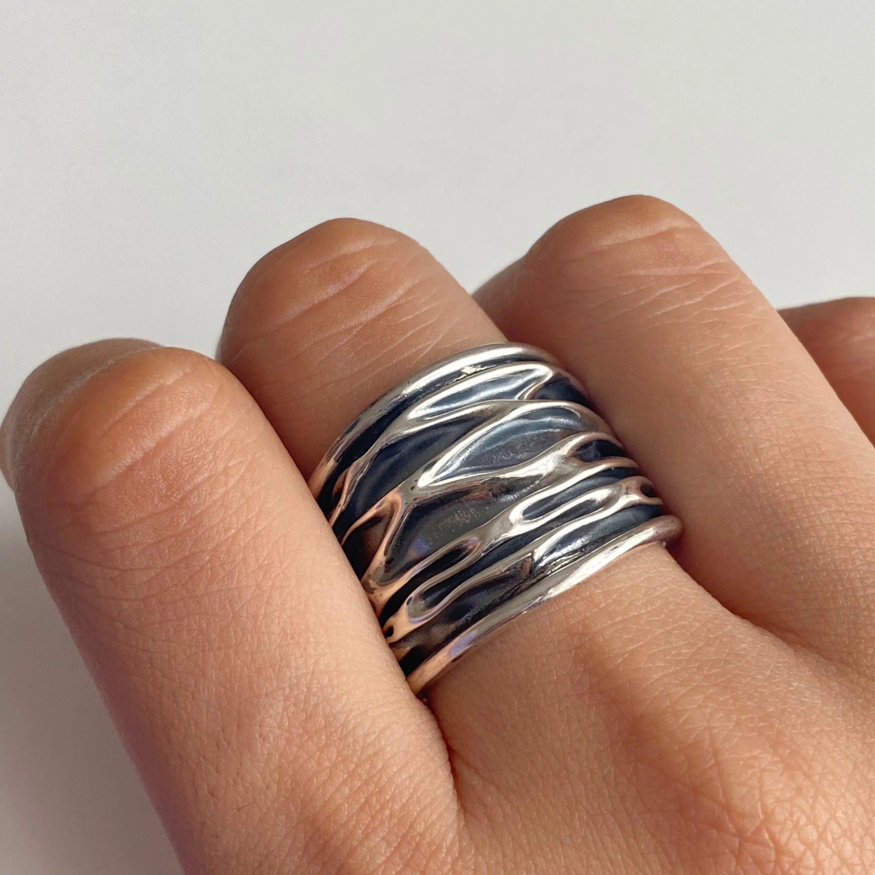 Wavy Oxidised Sterling Silver Ring - Image 4