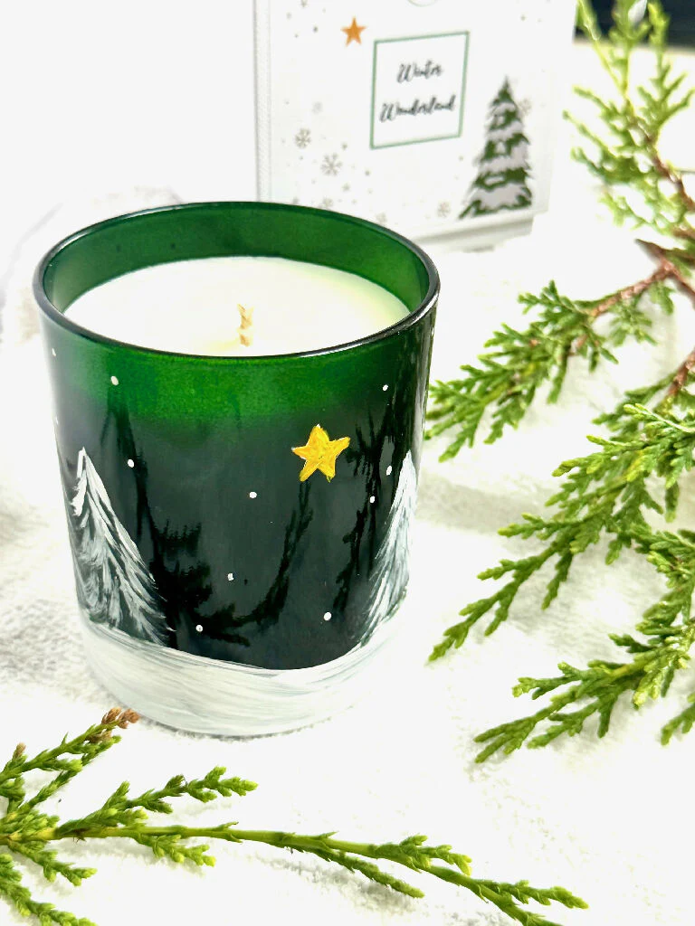 Winter Wonderland Hand Painted Candle - Image 3