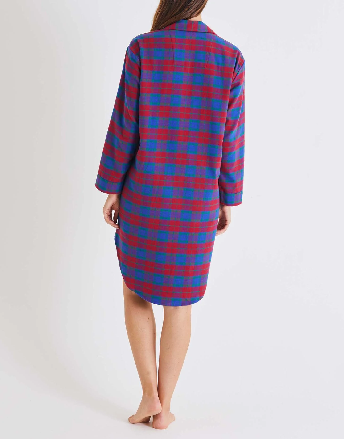 Women's Brushed Cotton Nightshirt – Bordeaux Tartan - Image 3