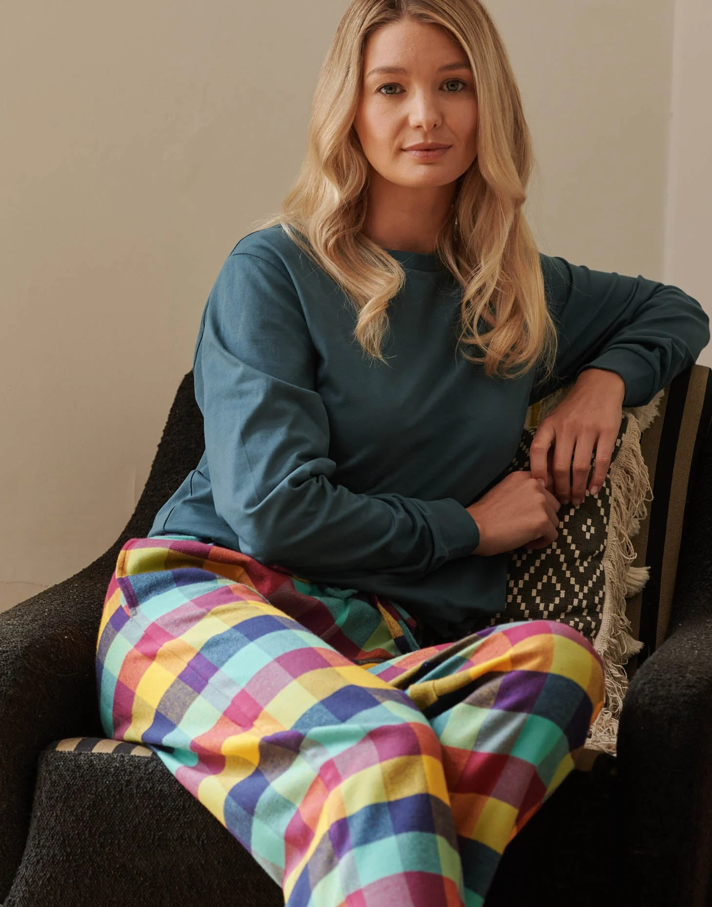 Women's Brushed Cotton Pyjama Trousers – Edinburgh Check - Image 2