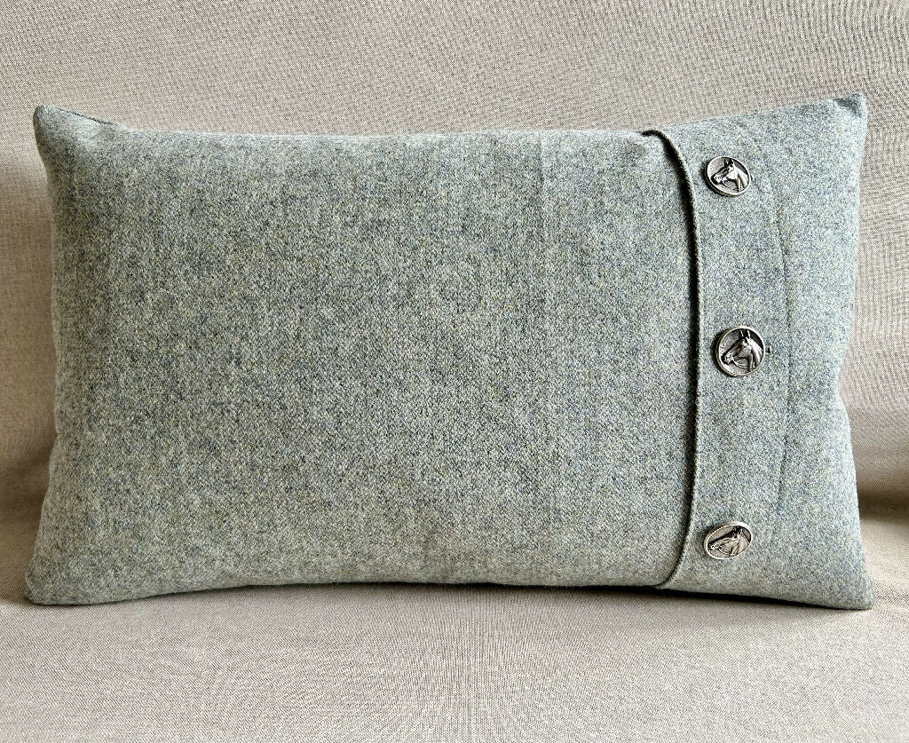 Wool Bolster Cushion with Horse Buttons - Image 2