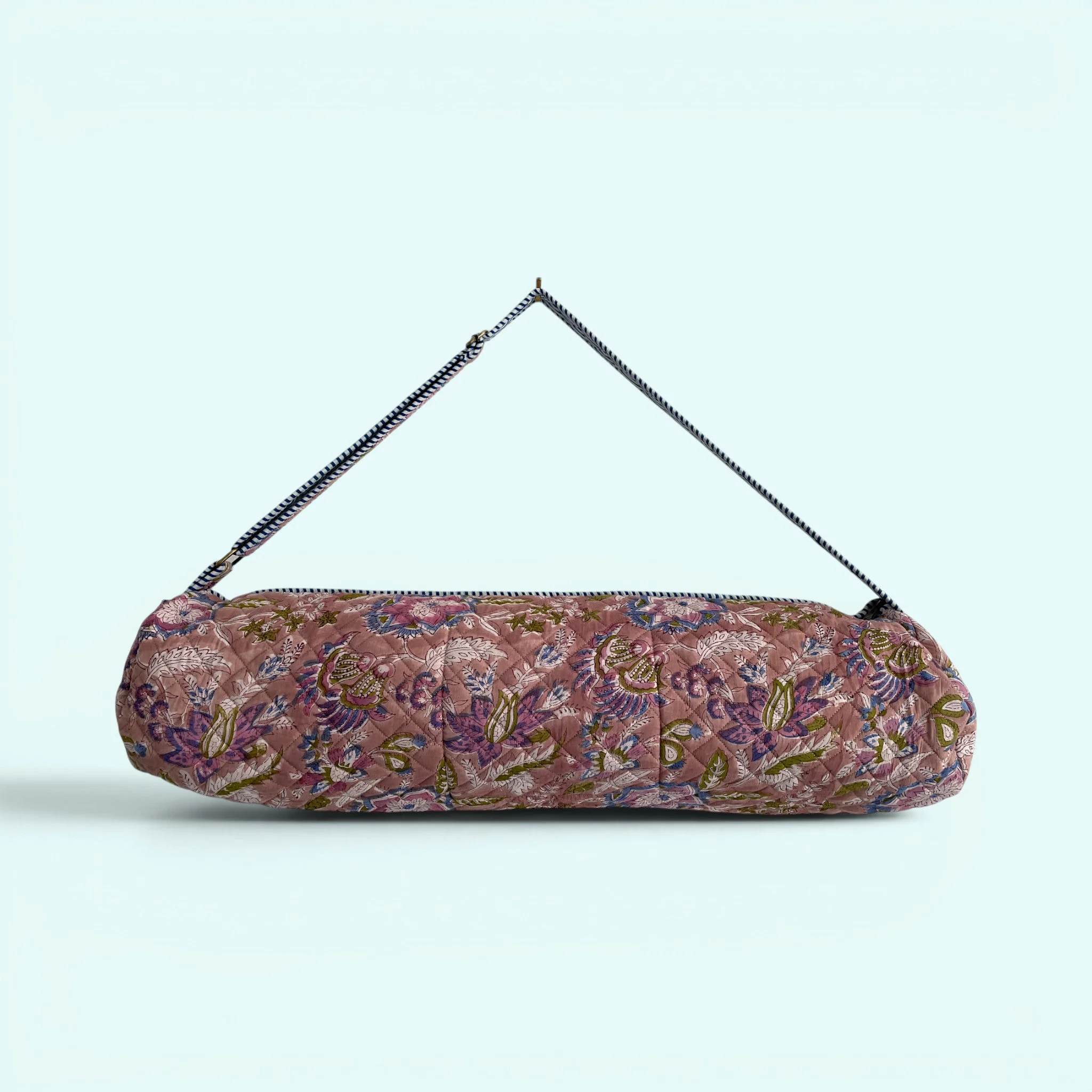 Yoga Mat Bag | Brown, Blue and Lilac Floral Print - Image 5