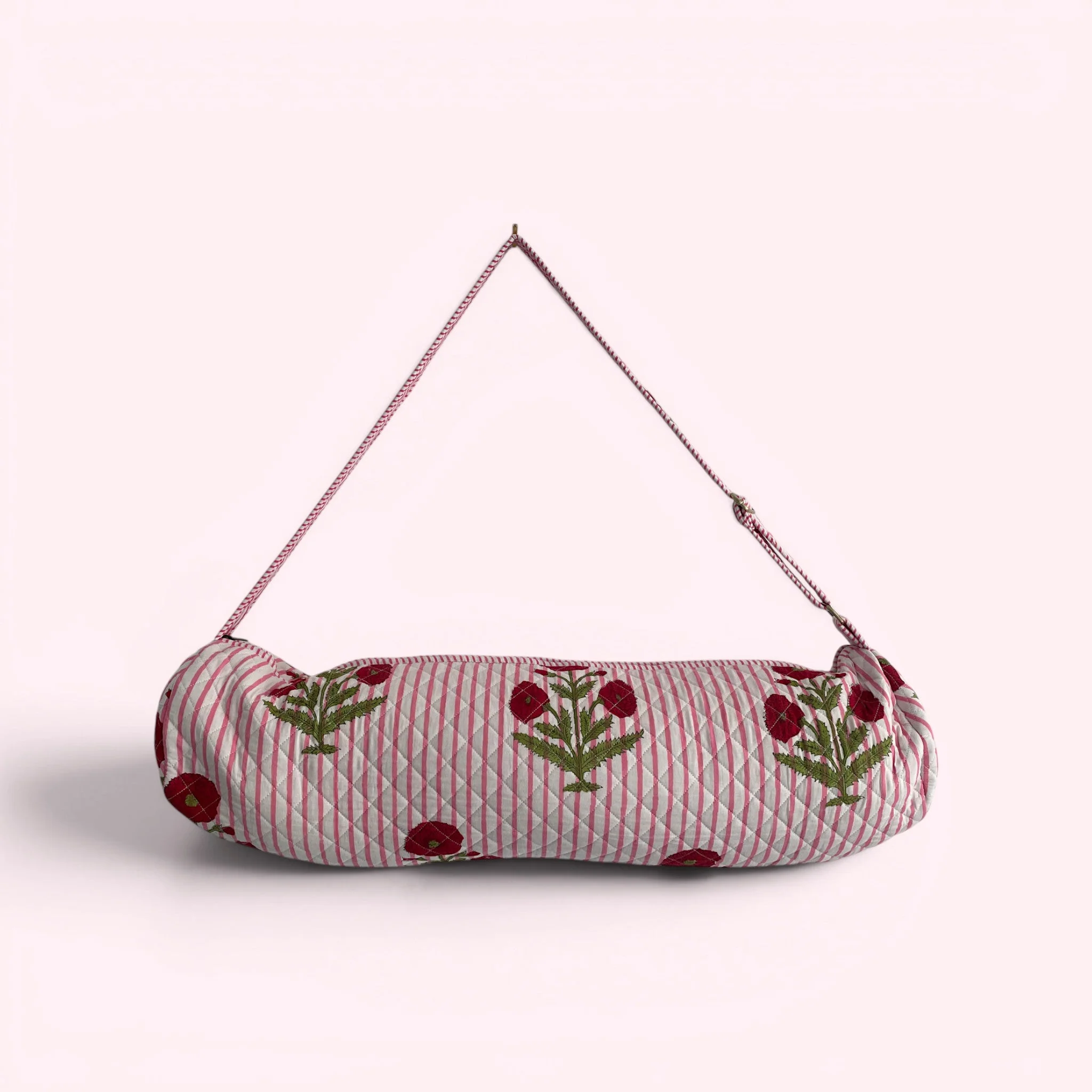 Yoga Mat Bag | Pink Stripe and Flower Print